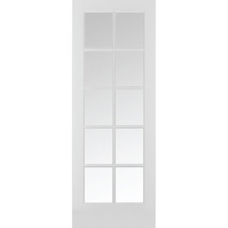 TRIMLITE 28" x 80" Primed 10-Lite Interior French Slab Door with Clear Tempered Glass 2468pri1310CLET